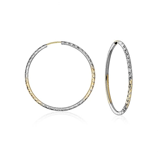 10K YG/WG DC Hoop Earrings 60mm (copy)