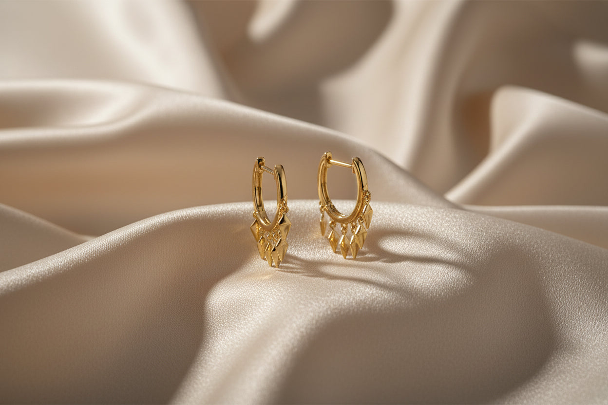 (S2203389) 14K YG Huggies with Spike Drop "Gabriel & Co."