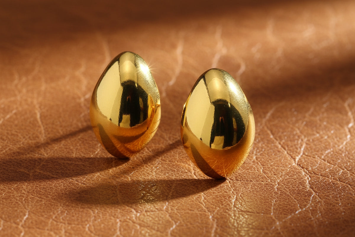 "BIRKS PEBBLE" 18K YG PEBBLE STUD EARRINGS