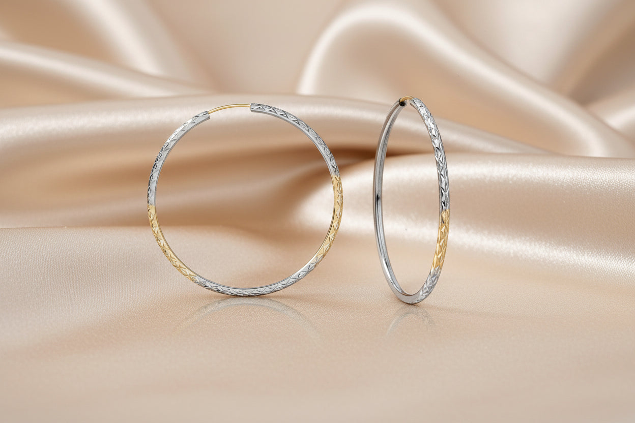 10K YG/WG DC HOOPS 21MM