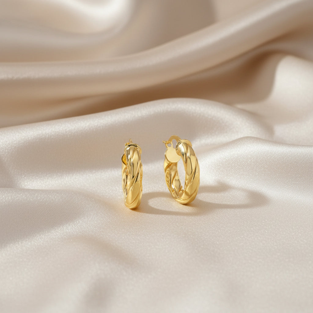 10K YG Hollow Twisted Hoops (small)