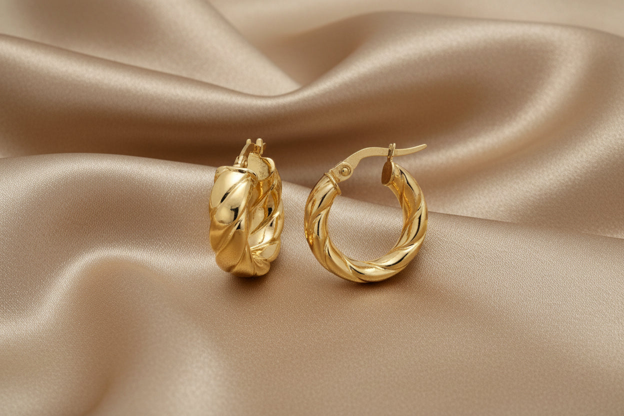 10K YG Hollow Twisted Hoops (small) (copy)