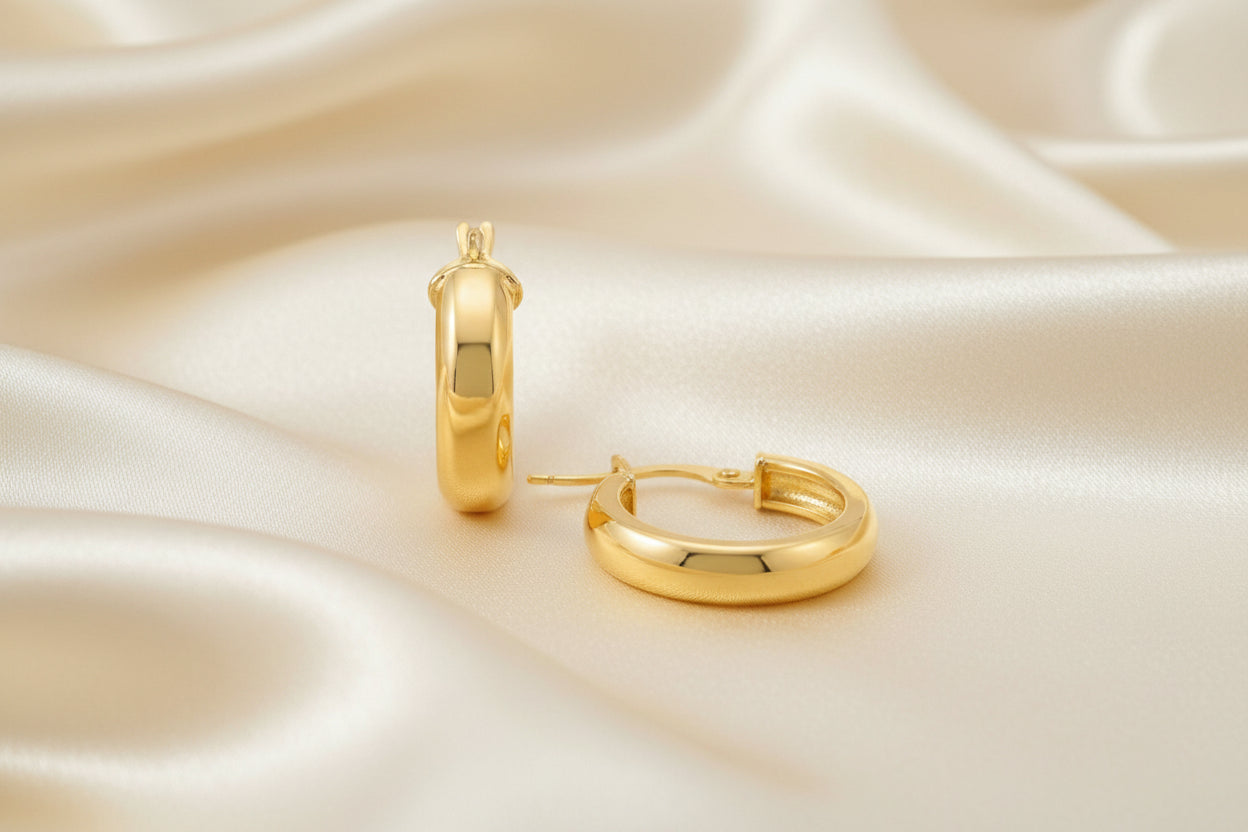 10K YG Hollow Beveled Edge Hoops (small)