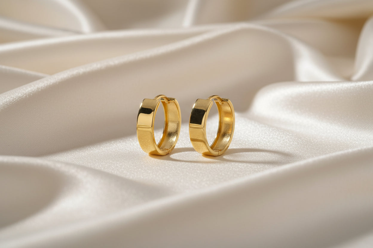 10K YG Hollow Flat Edge Huggies (small)