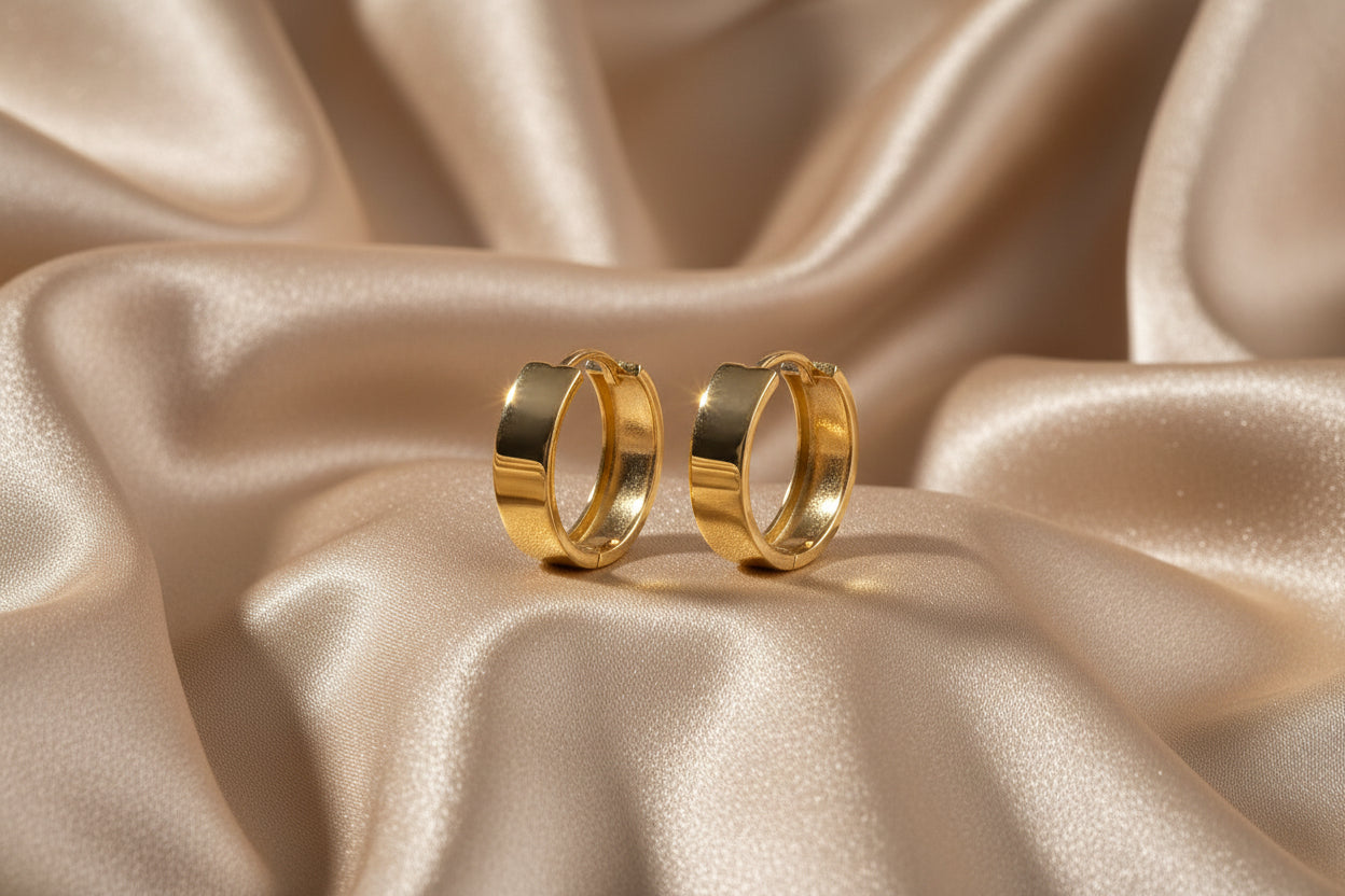 10K YG Hollow Flat Edge Huggies (small)