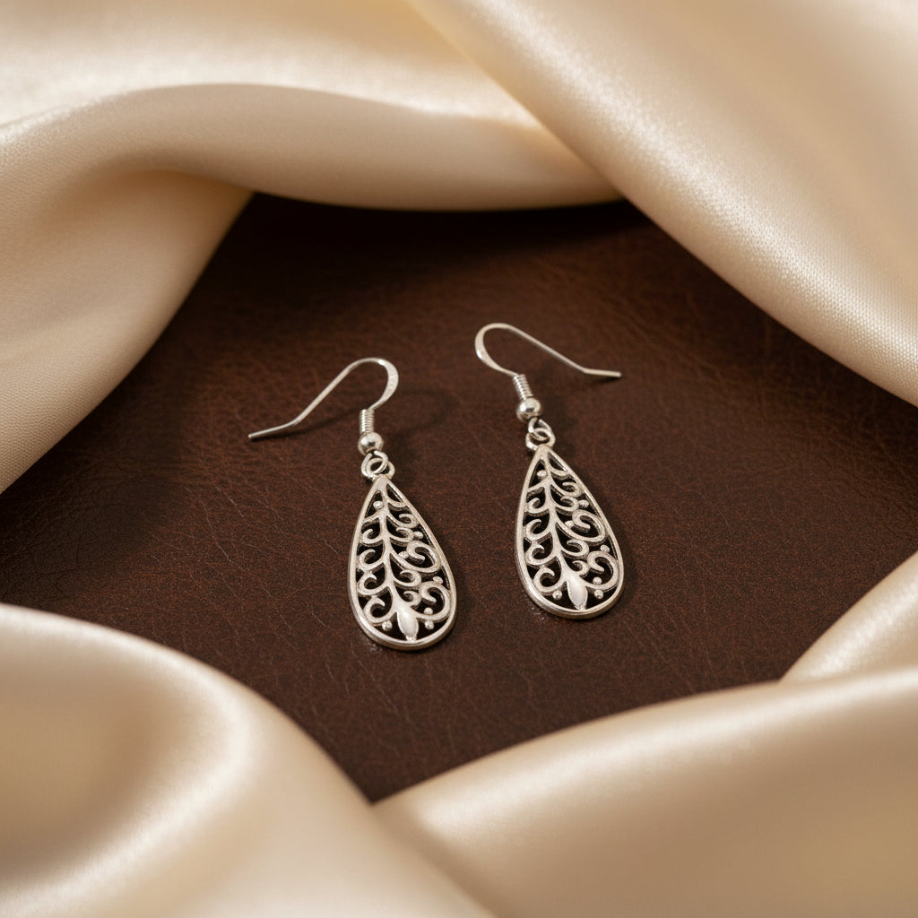 Sterling Silver Fancy Drop Earrings