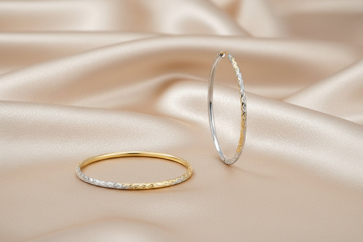 10K YG/WG DC HOOPS 40MM