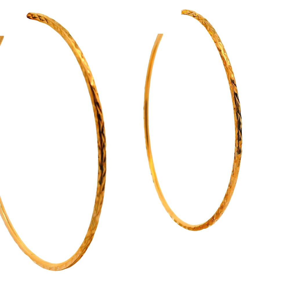 10K RG DIAMOND CUT HOOPS 55MM