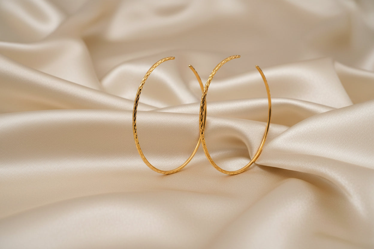 10K RG DIAMOND CUT HOOPS 55MM
