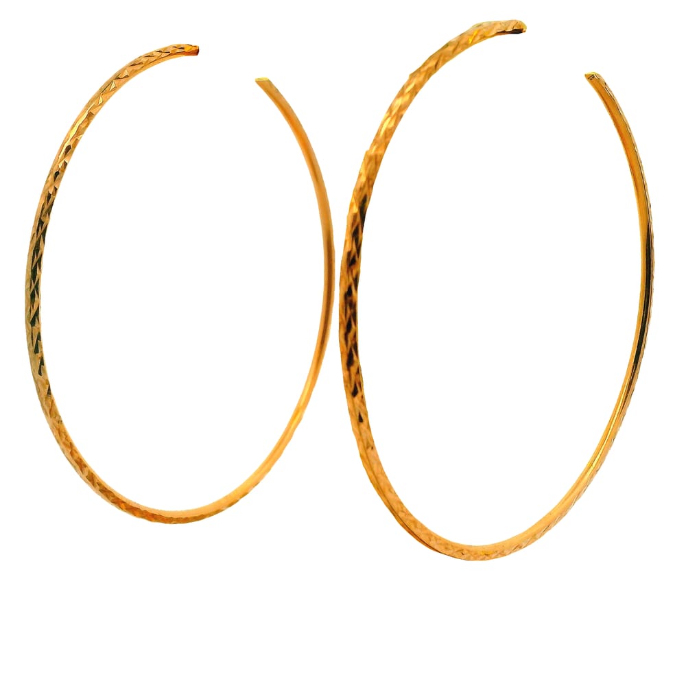 10K RG DIAMOND CUT HOOPS 55MM