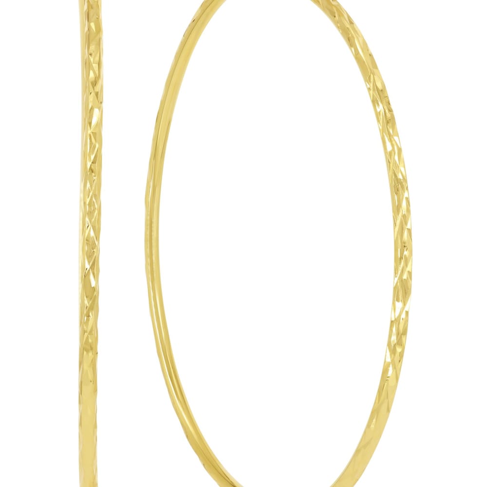 10K YG DIAMOND CUT HOOPS 55MM