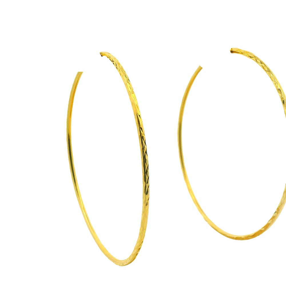 10K YG DIAMOND CUT HOOPS 55MM