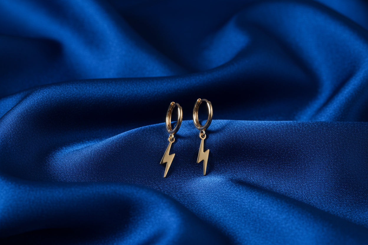 10K YG Dangling Bolt Huggies