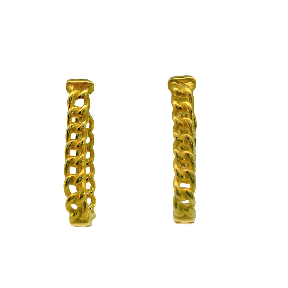 10K YG Curb Chain Oval "U" Shaped Hinged Huggies