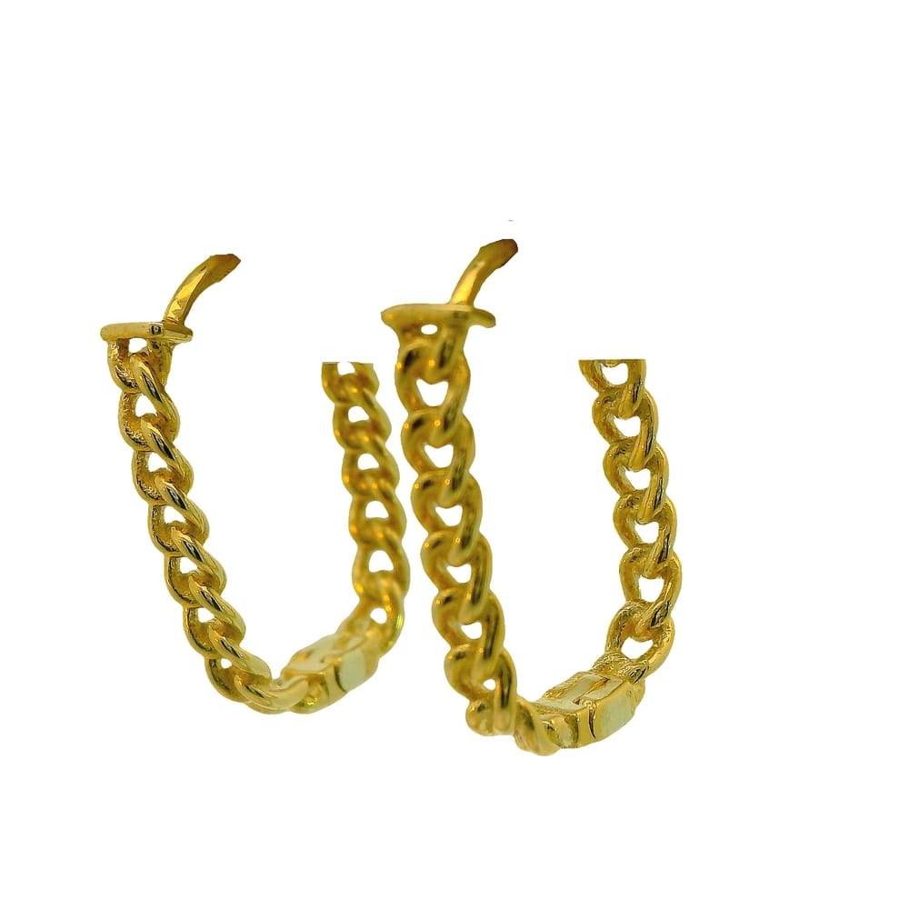 10K YG Curb Chain Oval "U" Shaped Hinged Huggies