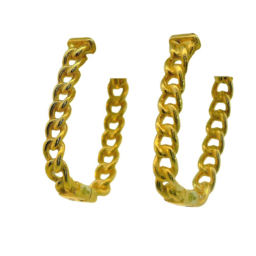10K YG Curb Chain Oval "U" Shaped Hinged Huggies