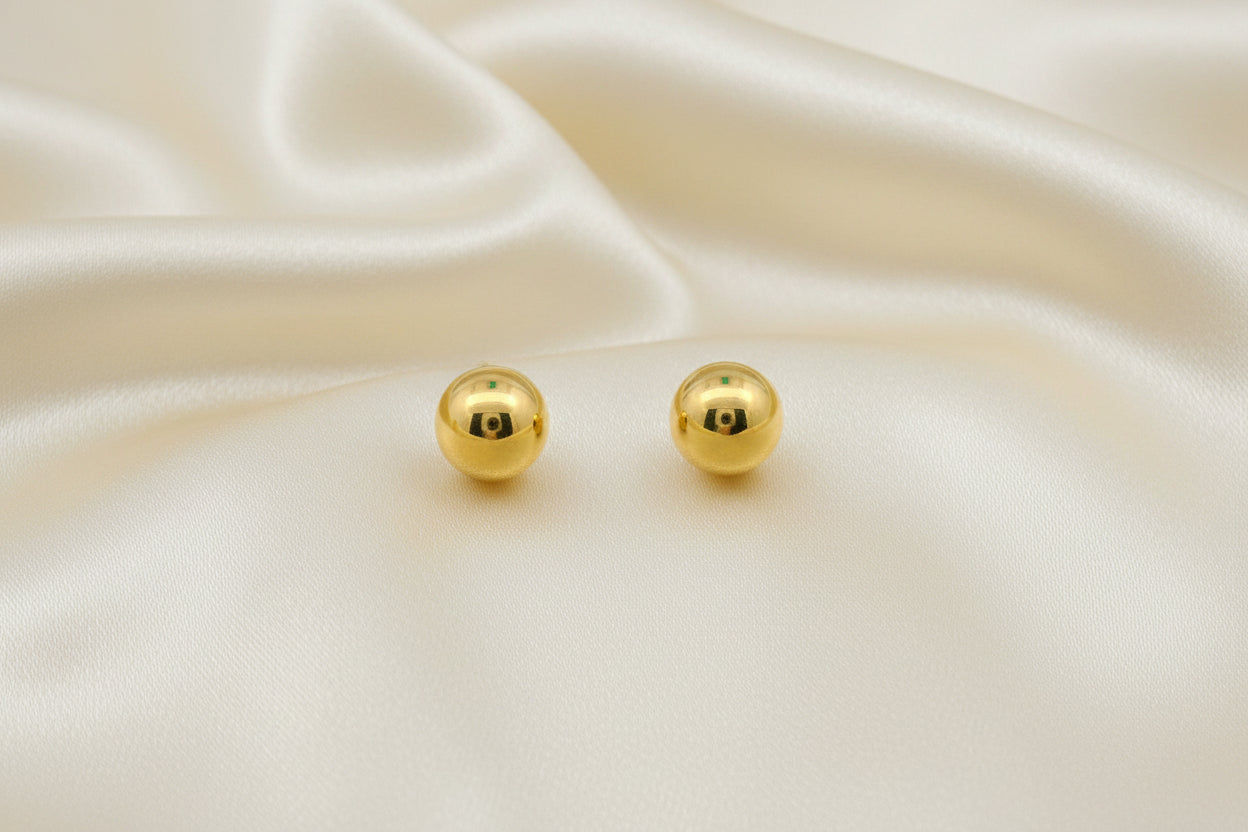 14K YG 4MM BALL STUD EARRINGS