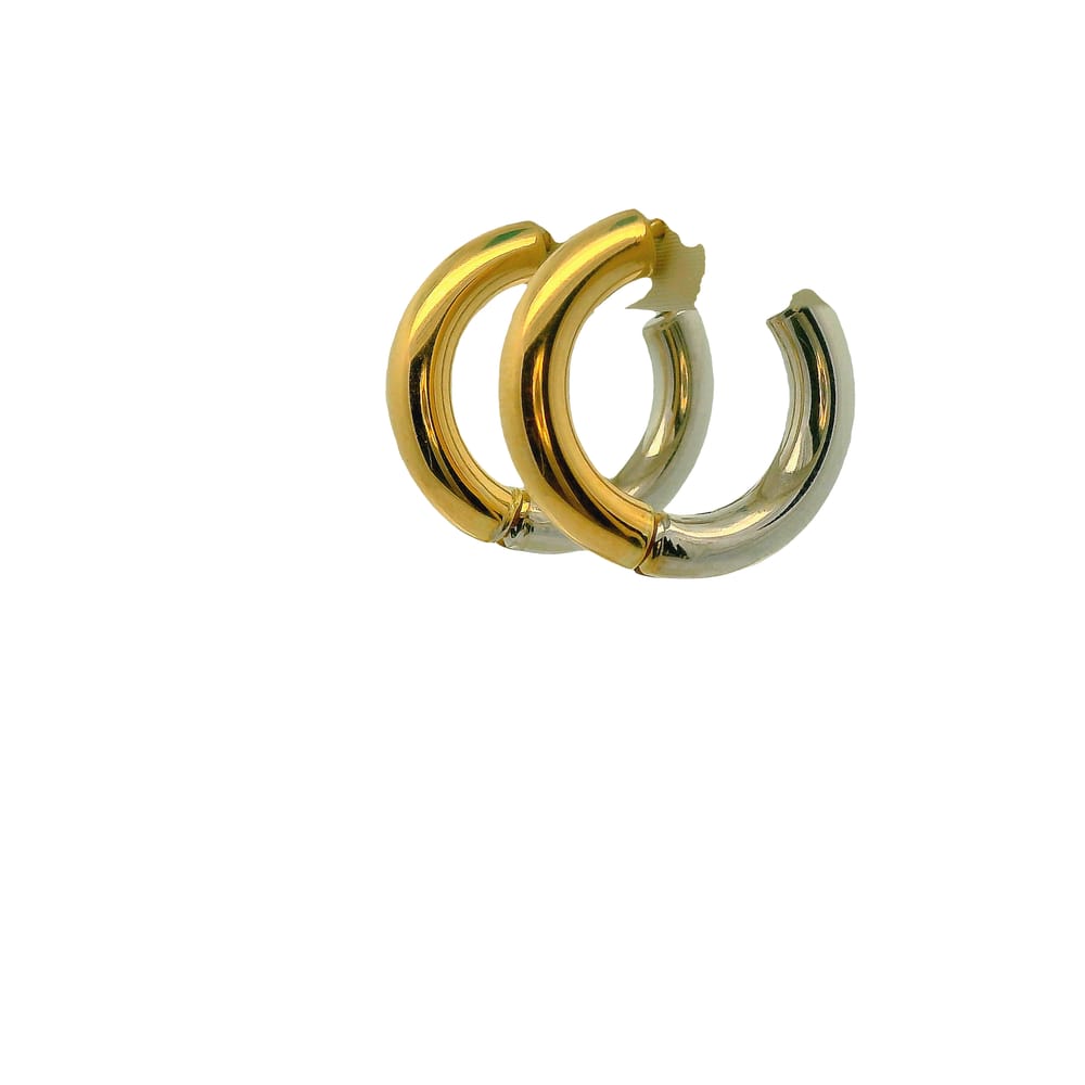 10K YG/WG Tubing Huggie Earrings