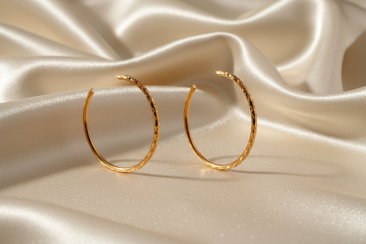 10K RG Diamond Cut Hoops 30mm