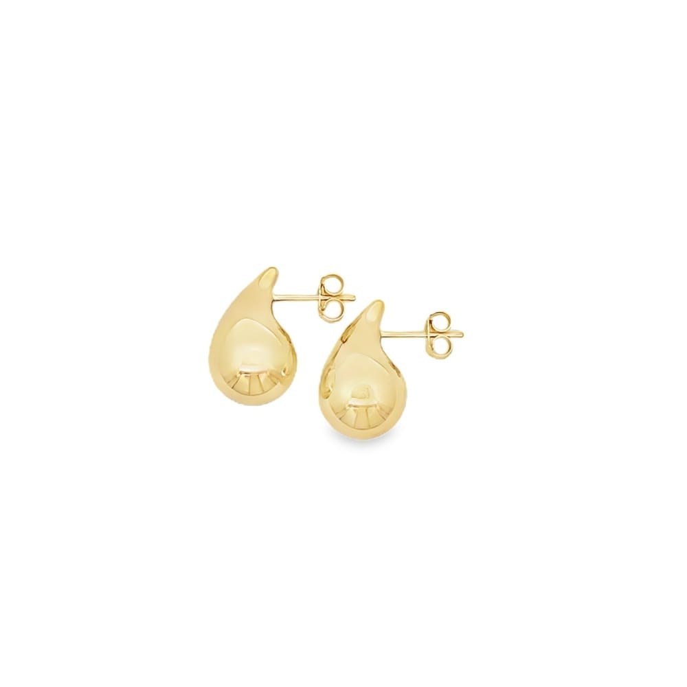 10K YG Small Puff Tear Drop Studs