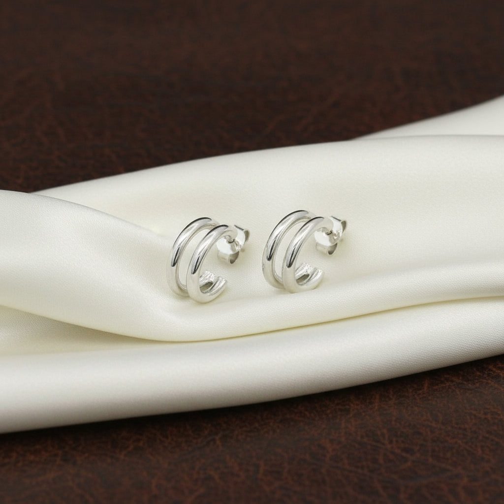 Sterling Silver Double Hoop Earrings