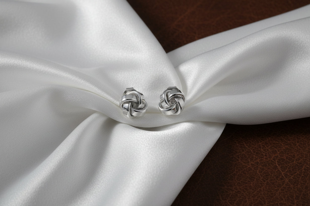 Sterling Silver RHD Medium Love Knot Studs