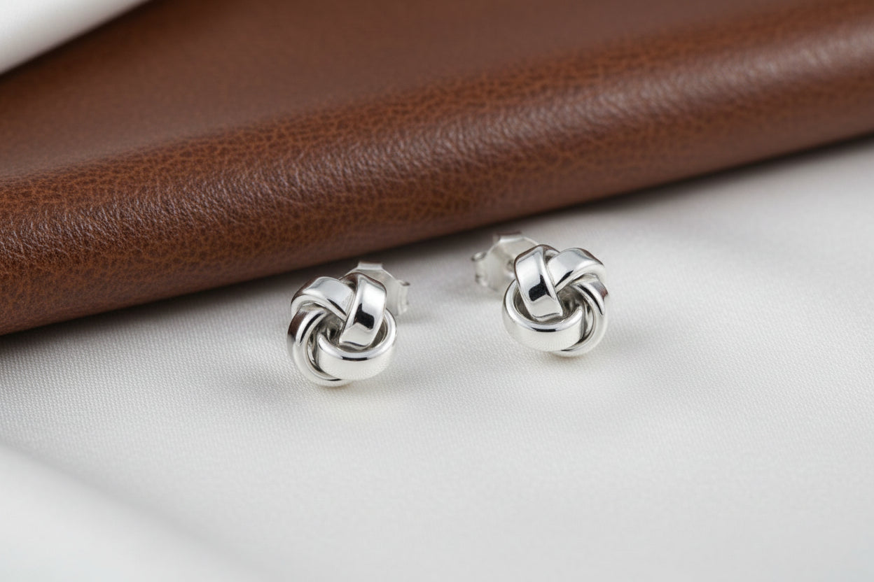 Sterling Silver RHD Medium Love Knot Studs