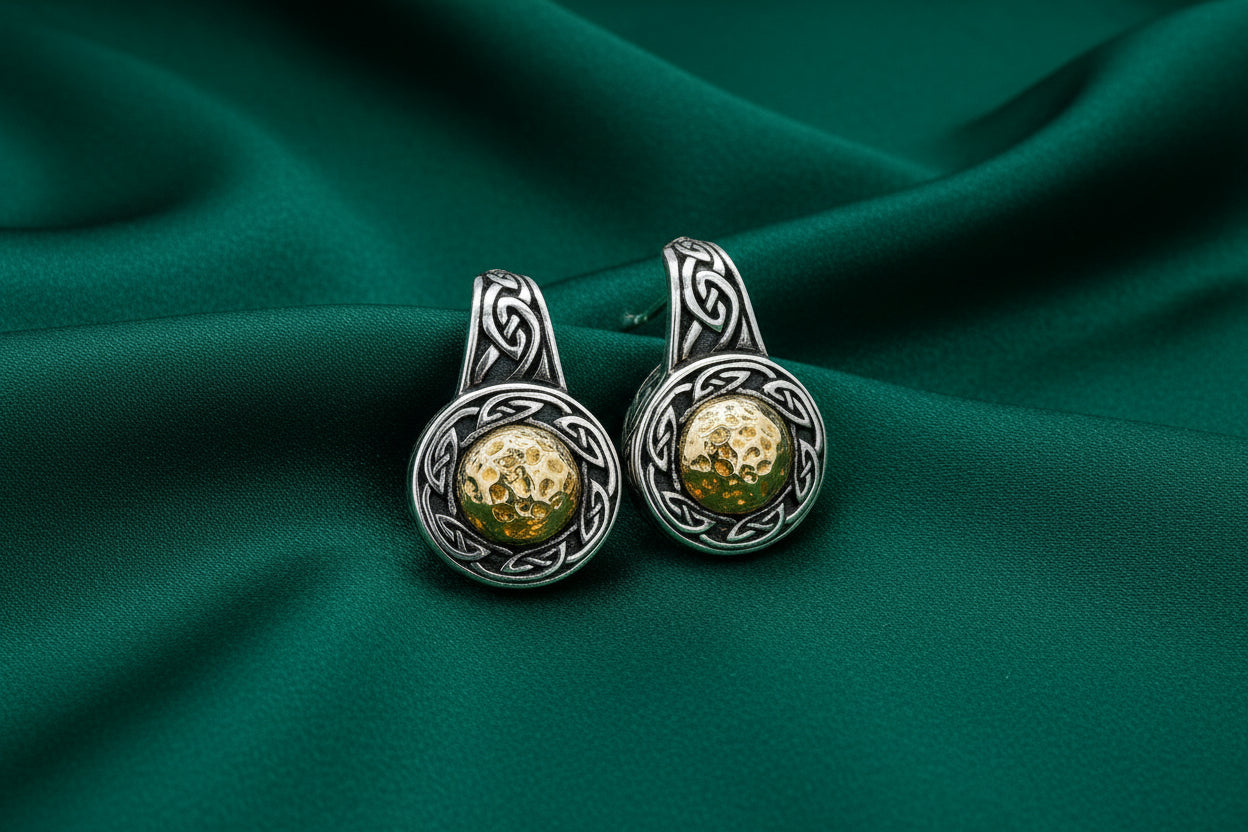 SS 18K YG SOLTICE HAMMERED ROUND EARRINGS