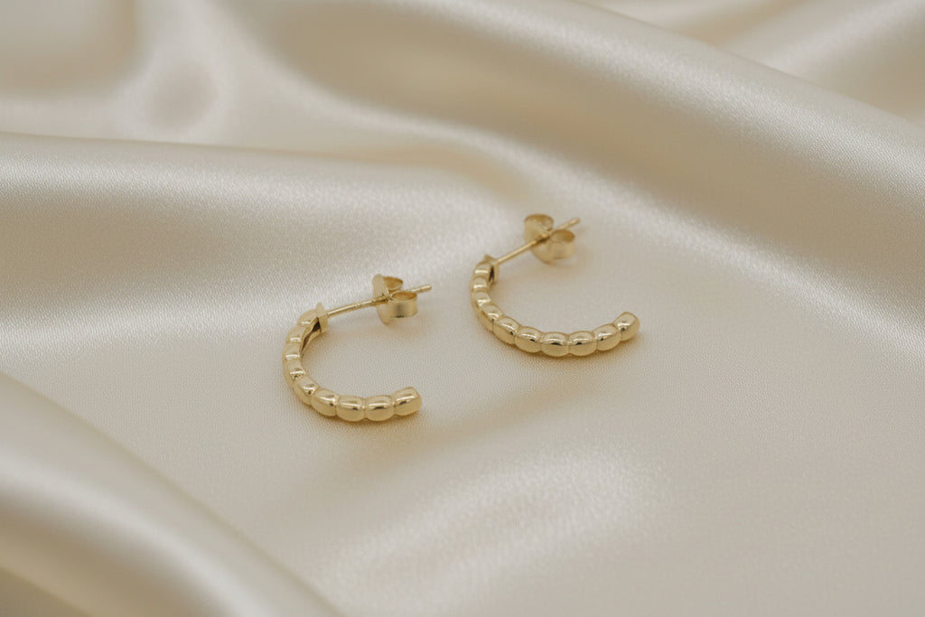 10K YG Half Ball Hoops w/ Posts