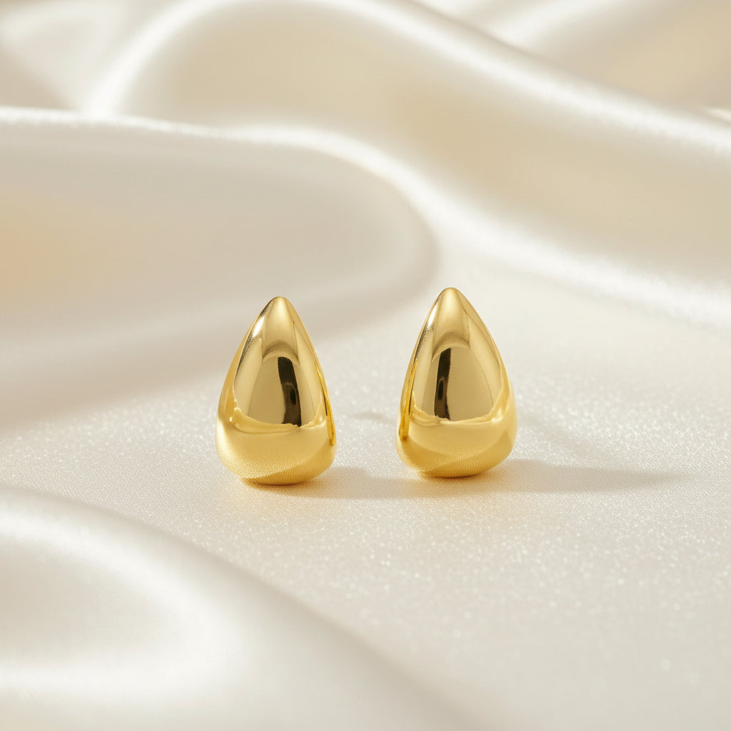 10K Yellow Gold Tapered Domed Earrings