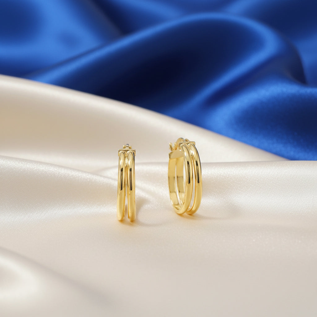 10K Yellow Gold Double Hoops Earrings