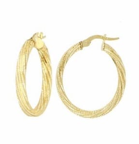 10K YG Textured Hollow Hoops