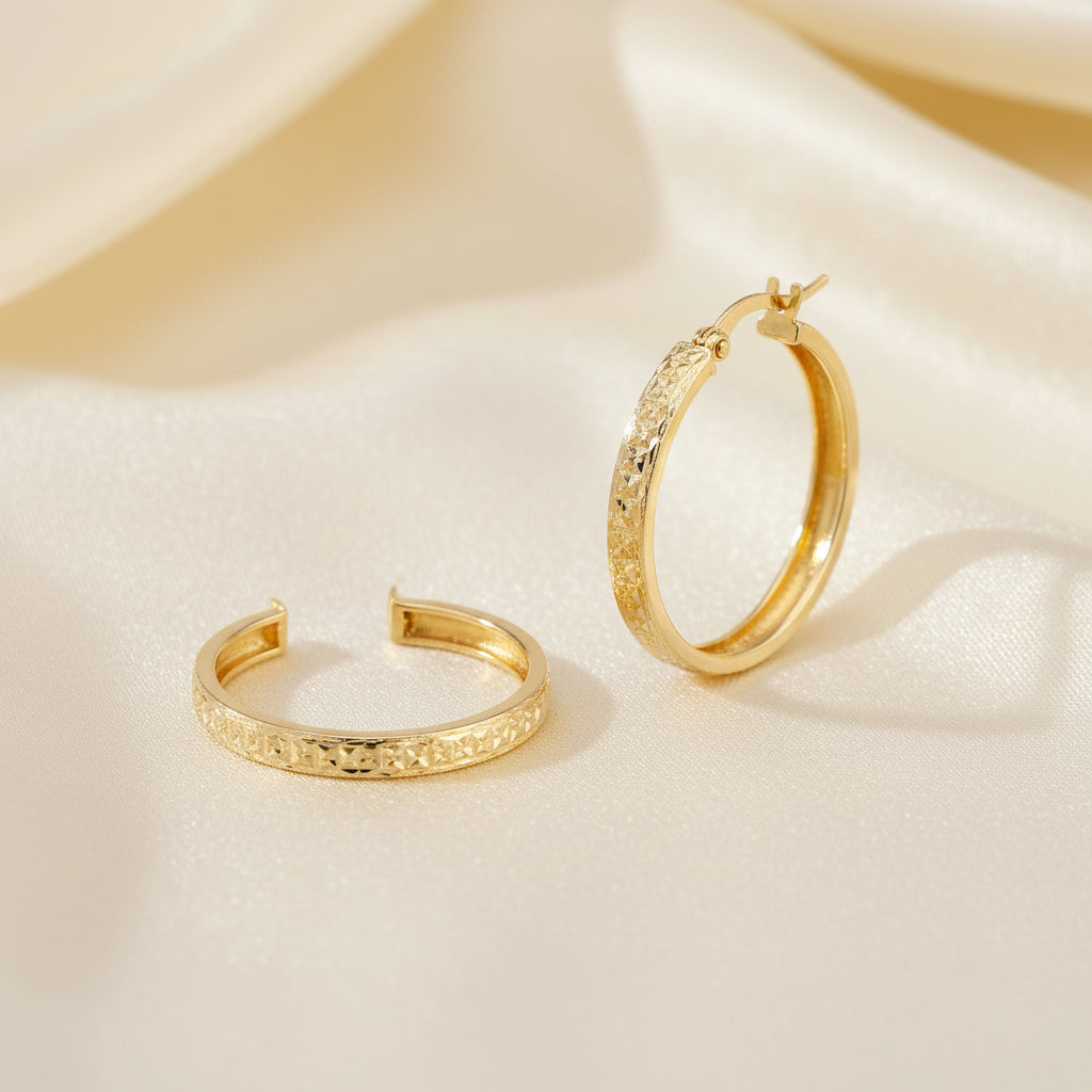 10K YG Wide Hollow DC Hoops