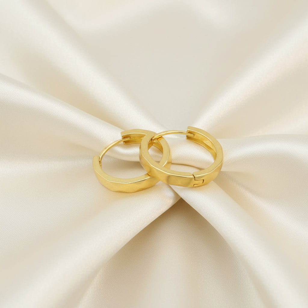 10K Yellow gold diamond cut huggies