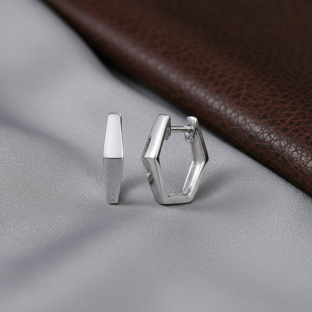 (S2205340) Sterling Silver Geometric Huggies "Gabriel & Co"
