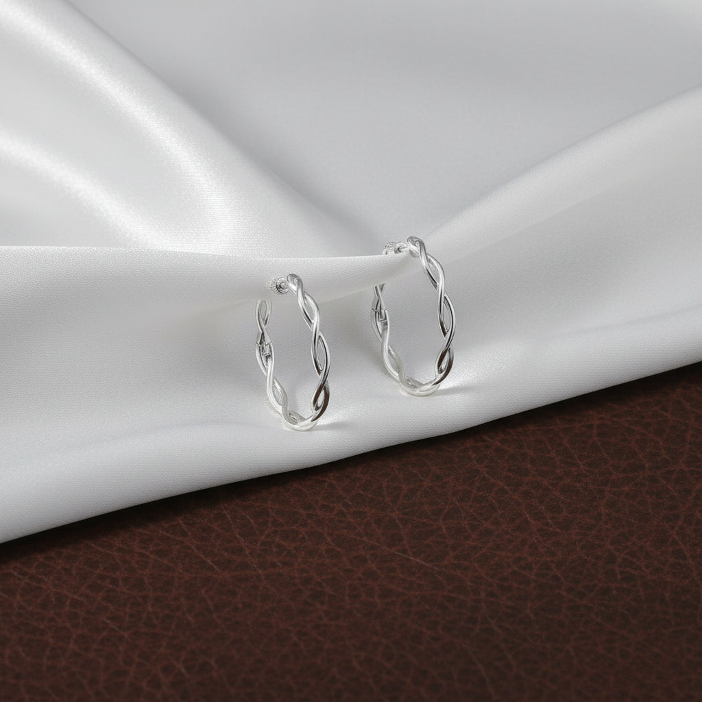 (S2205339) Sterling Silver 25mm Twisted Round Classic Hoops "Gabriel & Co."