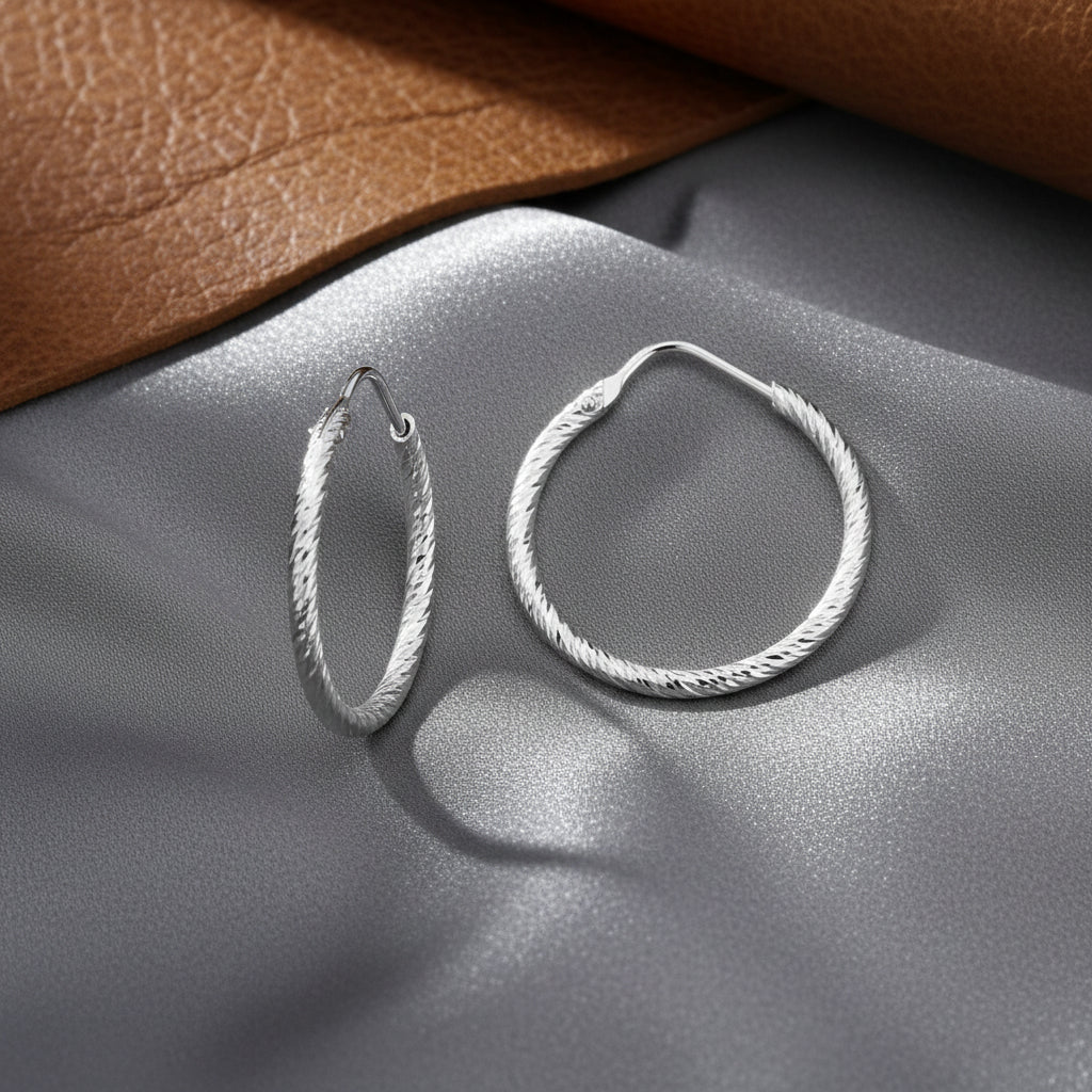 Sterling Silver Diamond Cut Hoops