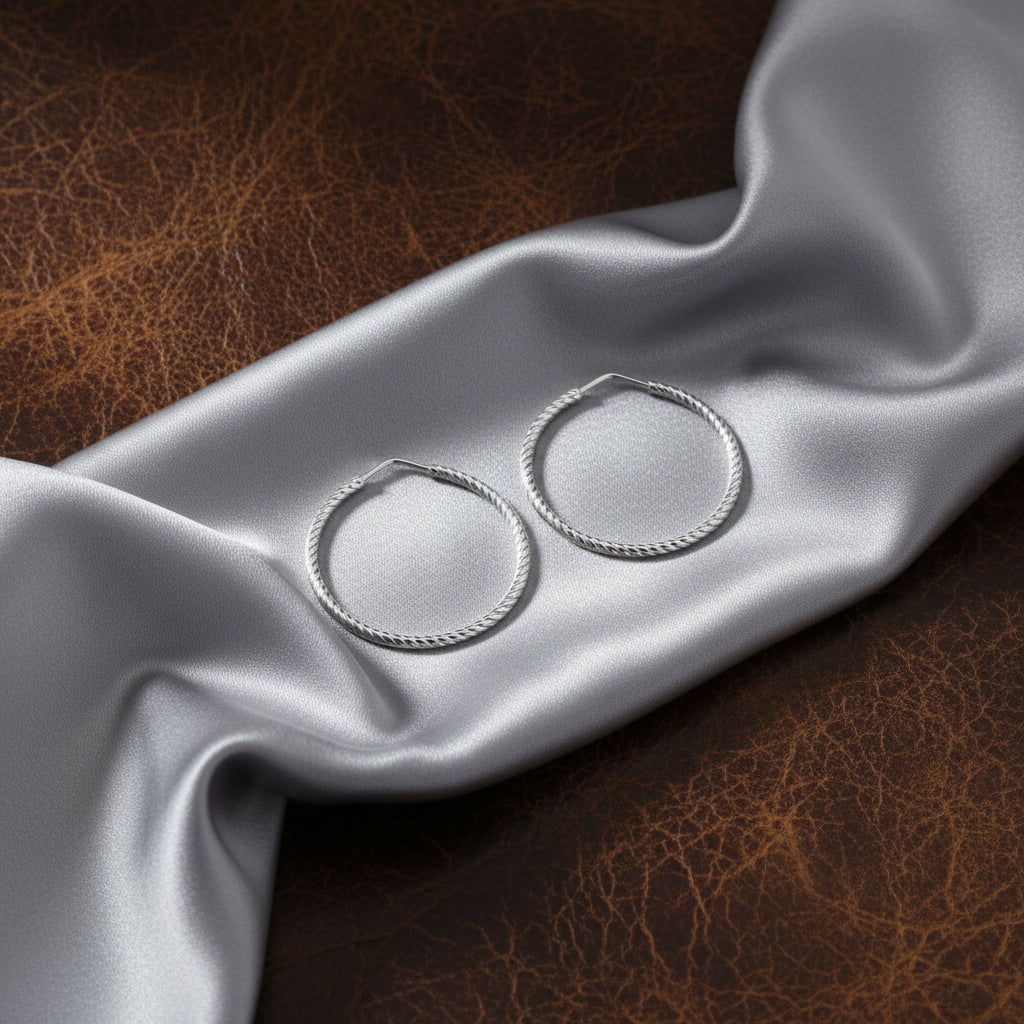 Sterling Silver Diamond Cut Hoops