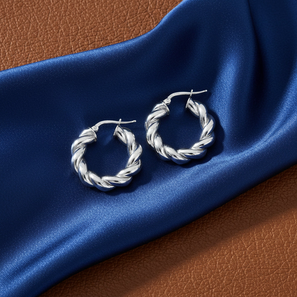 Sterling Silver Small Donut Twist Hoops