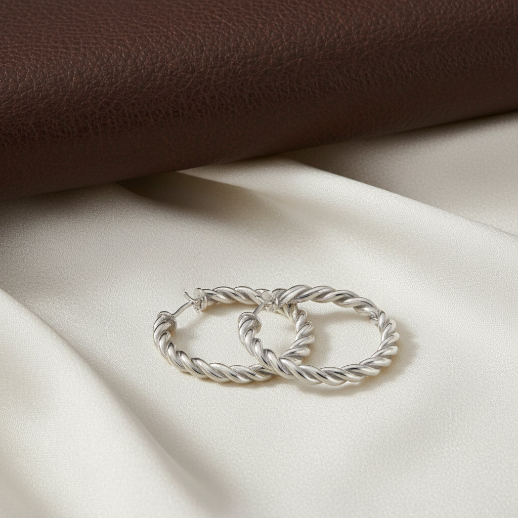 Sterling Silver Small Twist Hoop