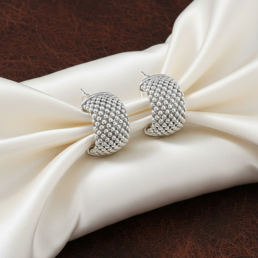 Sterling Silver Iconic Beaded Mesh Earring