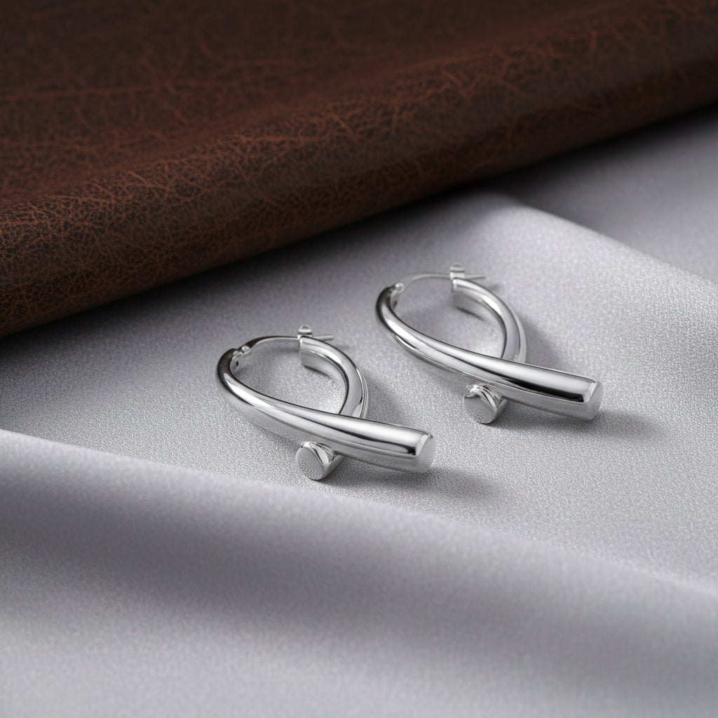 Sterling Silver Fine X Hoop