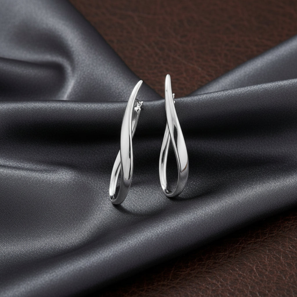 Sterling Silver Large Lobe Twist Earring