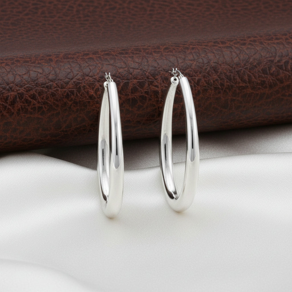 Sterling Silver Large Oval Hoops