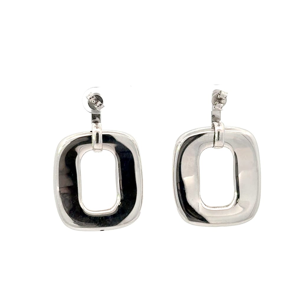 Sterling Silver Open Square Drop Earrings