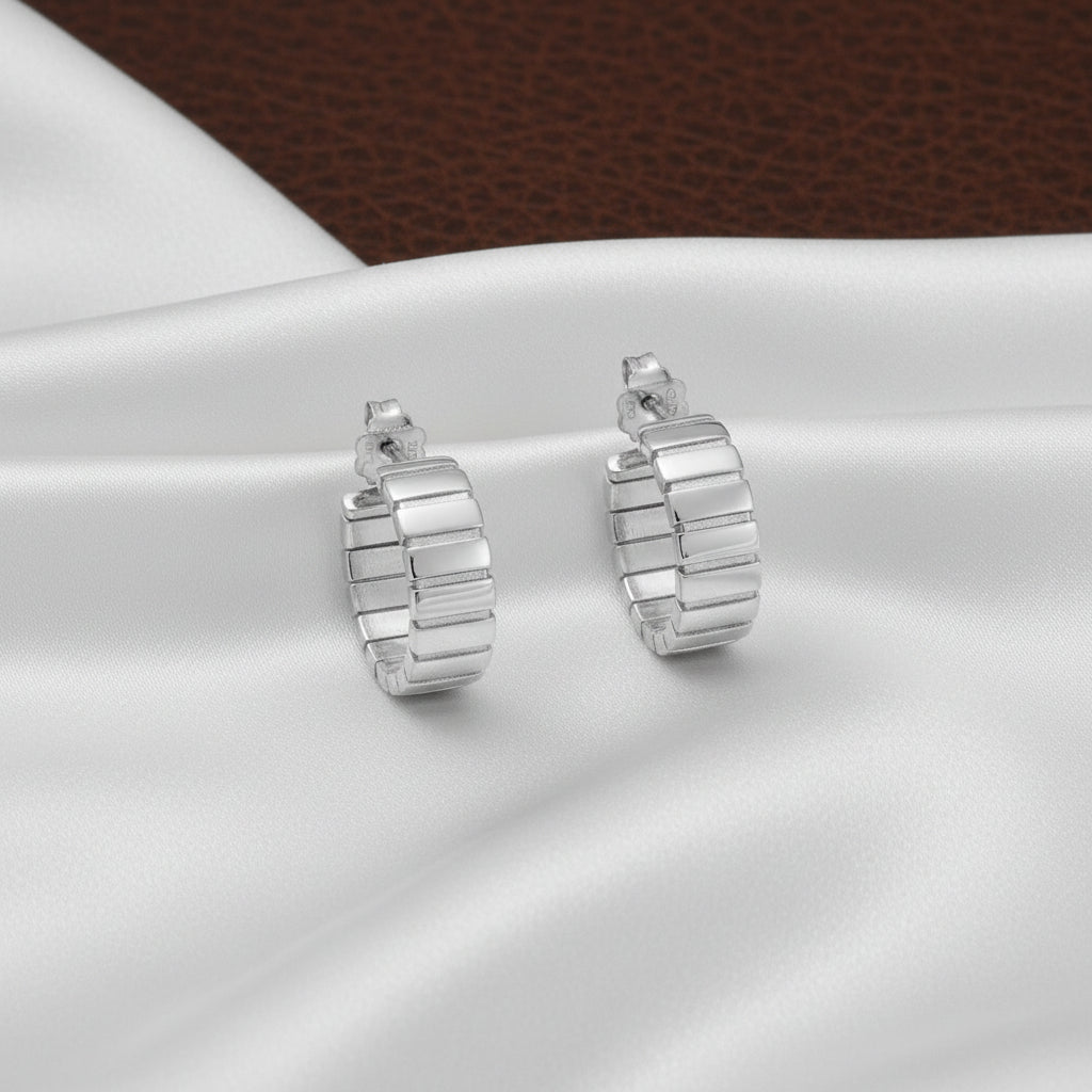 Sterling Silver Small Groove Hoops