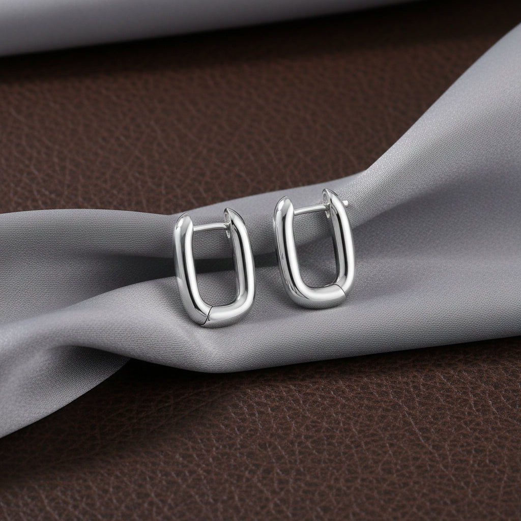 Sterling Silver Be Square Huggies