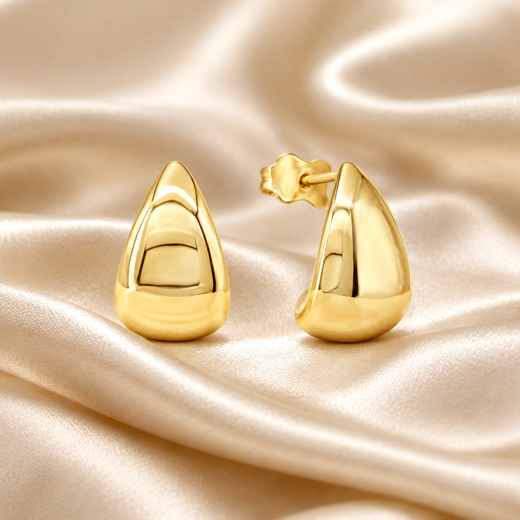 10K Yellow Gold Tapered Domed Earrings