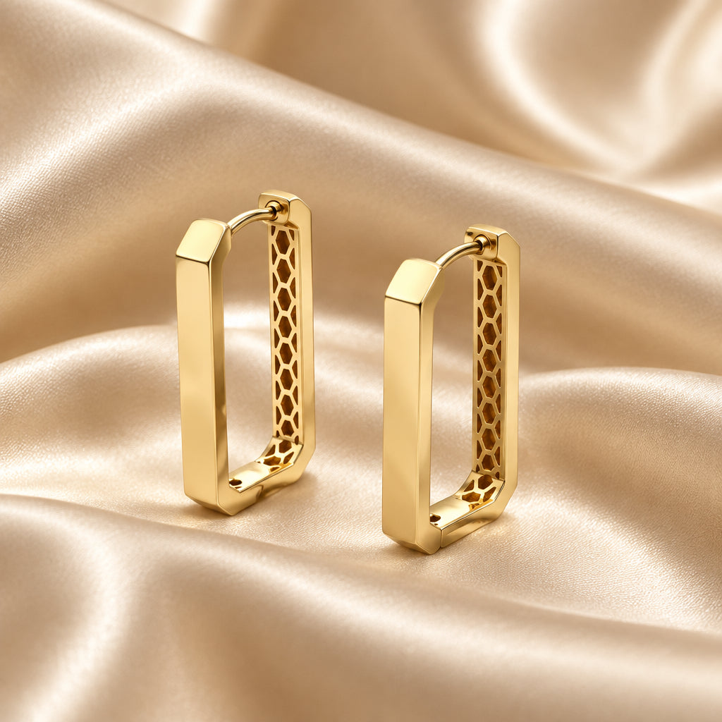 10K YG Rectangle Hoops