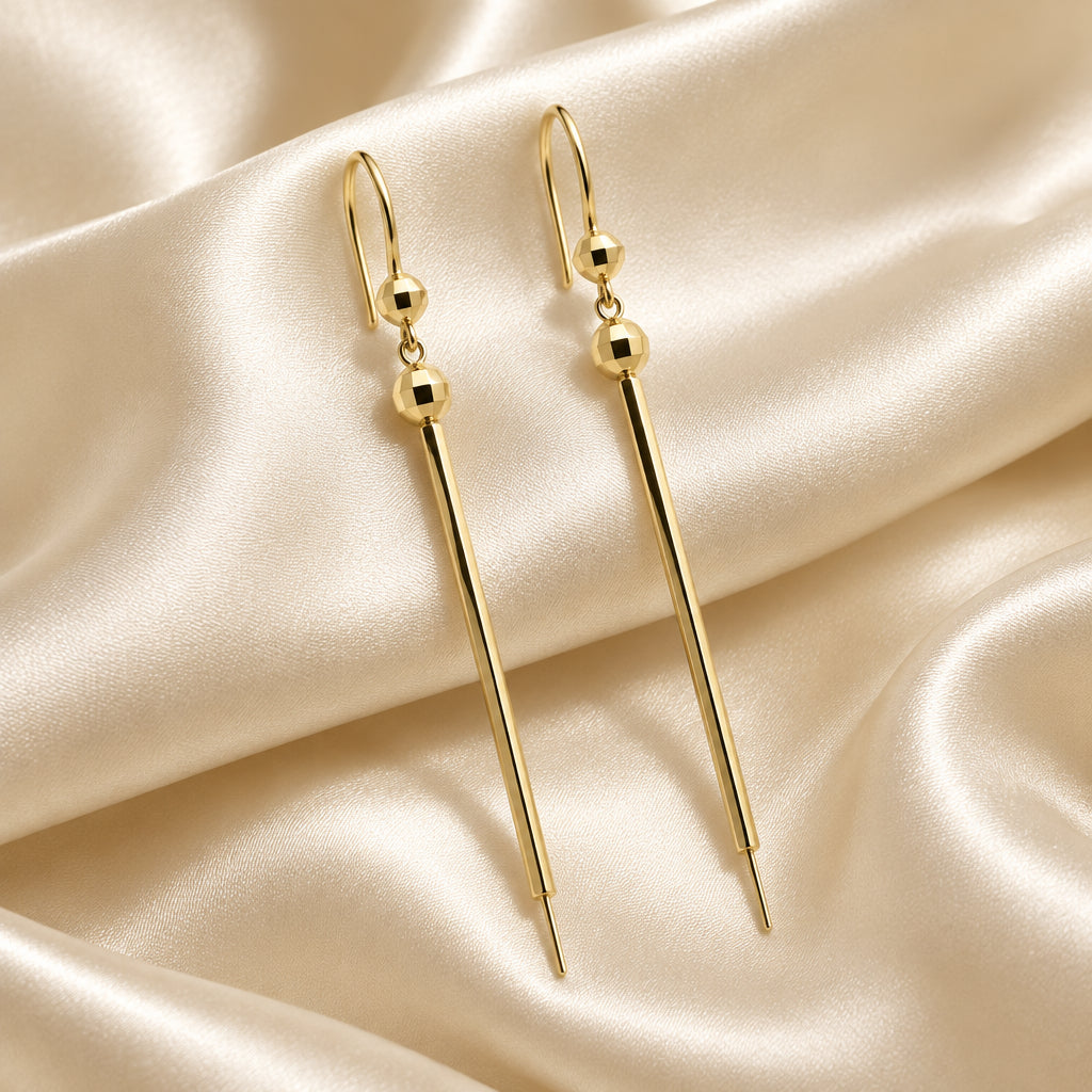 10K Yellow gold multi strand dangle earrings